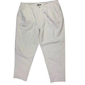 Eileen Fisher Size 22 Womens Jeans Off White Tapered Ankle With Pleats Stretch